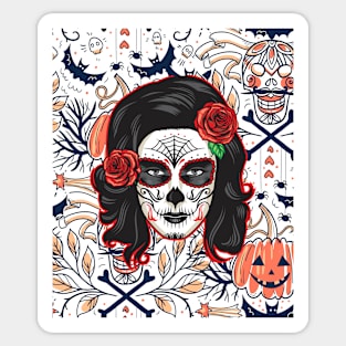 Bootiful Cool skull tattoo woman pattern gift design Sticker